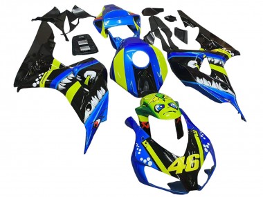 Cheap 2006-2007 Honda CBR1000RR Motorcycle Fairings - Blue Fluorescent Green Glossy Black Shark 46