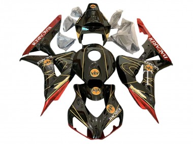 Cheap 2006-2007 Honda CBR1000RR Motorcycle Fairings - Glossy Black Red Gold BACARDI