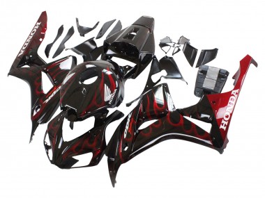 Cheap 2006-2007 Honda CBR1000RR Motorcycle Fairing - Glossy Black Red Flame