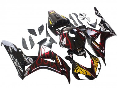 Cheap 2006-2007 Honda CBR1000RR Motorcycle Fairings - Glossy Black Yellow Red Flame