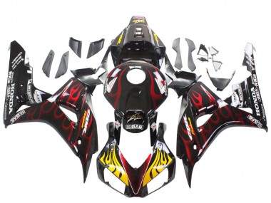Cheap 2006-2007 Honda CBR1000RR Motorcycle Fairings - Glossy Black Yellow Red Flame