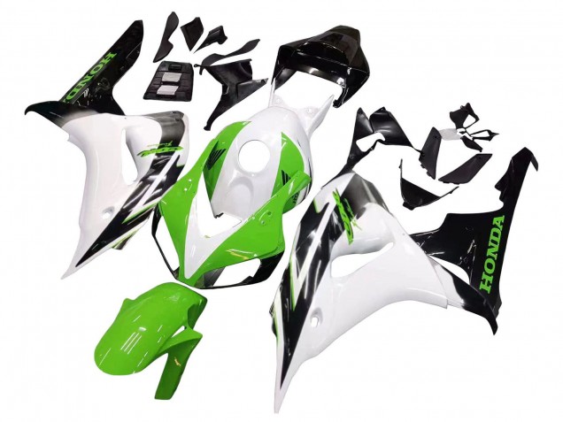 2006-2007 Honda CBR1000RR Motorcycle Fairing - White Green Glossy Black