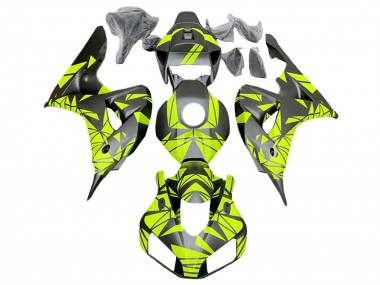 Cheap 2006-2007 Honda CBR1000RR Motorcycle Fairings - Fluorescent Green Matte Black