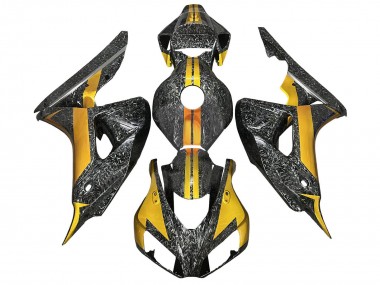 Cheap 2006-2007 Honda CBR1000RR Motorcycle Fairings - Gold Black Forged Carbon Fiber
