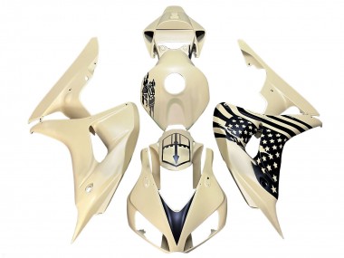 Cheap 2006-2007 Honda CBR1000RR Motorcycle Fairings - Cream Black