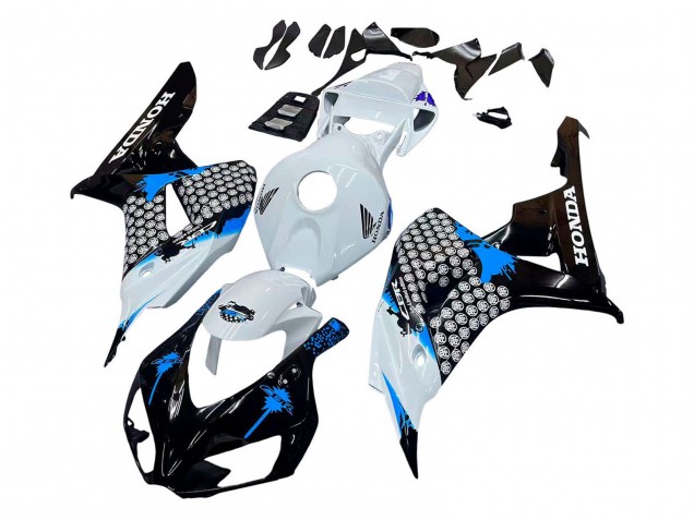 2006-2007 Honda CBR1000RR Motorcycle Fairing - White Blue Glossy Black