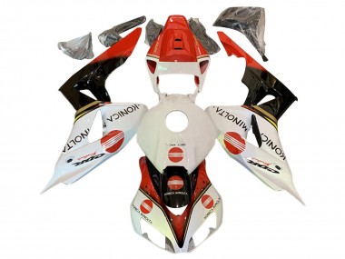 Cheap 2006-2007 Honda CBR1000RR Motorcycle Fairings - White Red Glossy Black Konica Minolta