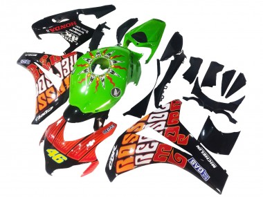 Cheap 2008-2011 Honda CBR1000RR Motorcycle Fairings - Green Orange Glossy Black Rossi Michelin 46