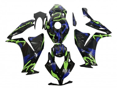 Cheap 2012-2016 Honda CBR1000RR Motorcycle Fairings - Green Blue Glossy Black