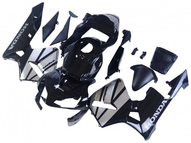 2003-2004 Honda CBR600RR Motorcycle Fairings - Silver Glossy Black