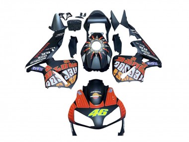 Cheap 2003-2004 Honda CBR600RR Motorcycle Fairings - Matte Black Orange Repsol Rossi 46