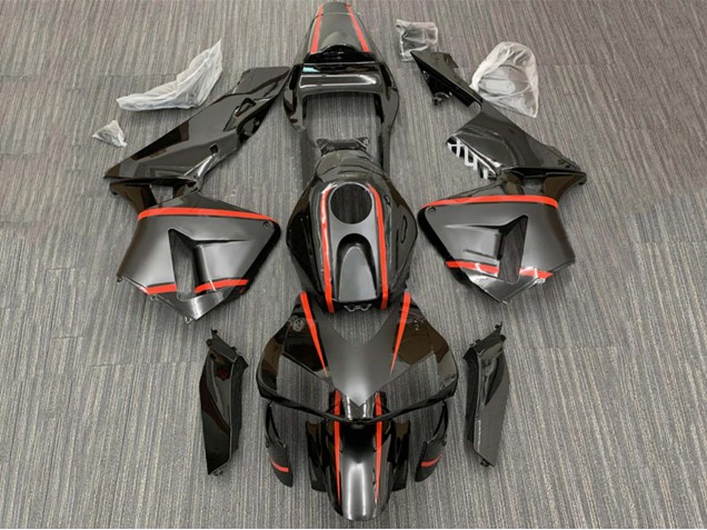2003-2004 Honda CBR600RR Motorcycle Fairings - Glossy Black Red Stripe