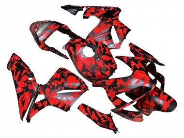 Cheap 2003-2004 Honda CBR600RR Motorcycle Fairings - Black Red Grey Camouflage
