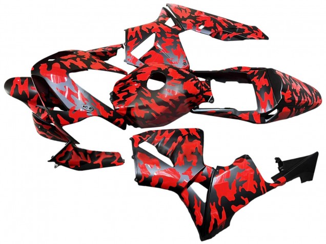 2003-2004 Honda CBR600RR Motorcycle Fairings - Black Red Grey Camouflage