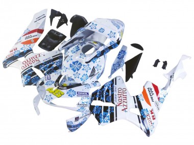 Cheap 2003-2004 Honda CBR600RR Motorcycle Fairings - White Blue Red Nastro Azzurro 46