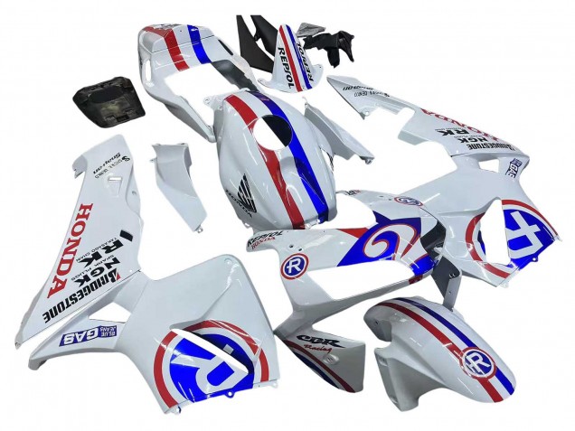 2003-2004 Honda CBR600RR Motorcycle Fairings - White Red Blue