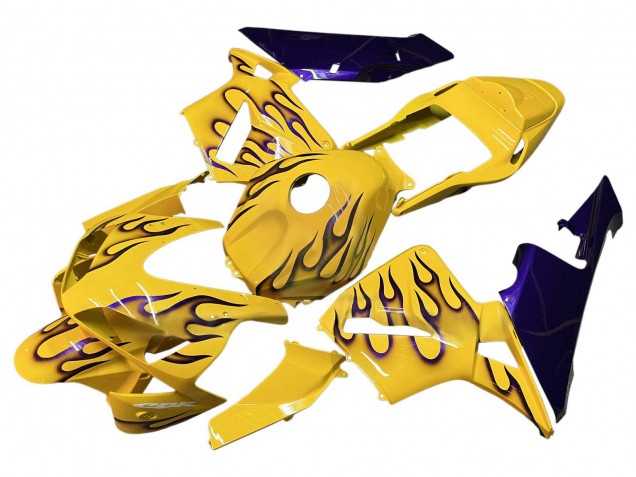2003-2004 Honda CBR600RR Motorcycle Fairings - Yellow Black Flame