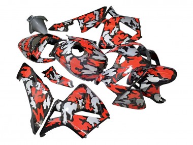 Cheap 2005-2006 Honda CBR600RR Motorcycle Fairings - Black with Red Grey Camouflage