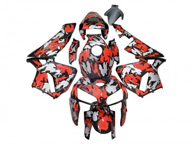 Cheap 2005-2006 Honda CBR600RR Motorcycle Fairings - Black with Red Grey Camouflage