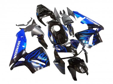 Cheap 2005-2006 Honda CBR600RR Motorcycle Fairing - Glossy Black Blue Flame