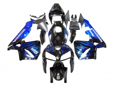Cheap 2005-2006 Honda CBR600RR Motorcycle Fairing - Glossy Black Blue Flame