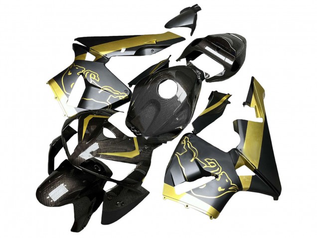 2005-2006 Honda CBR600RR Motorcycle Fairings - Black Gold Carbon Fiber