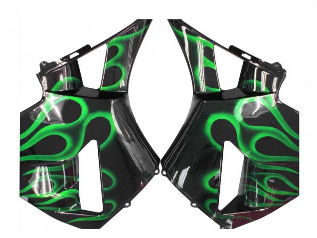 2005-2006 Honda CBR600RR Motorcycle Fairings - Glossy Black Green Flame