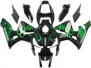 Cheap 2005-2006 Honda CBR600RR Motorcycle Fairings - Glossy Black Green Flame