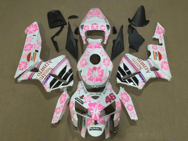 Cheap 2005-2006 Honda CBR600RR Motorcycle Fairings - White with Pink Floral Nastro Azzurro 46