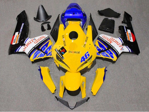 2005-2006 Honda CBR600RR Motorcycle Fairings - Yellow Blue White Nastro Azzurro 46