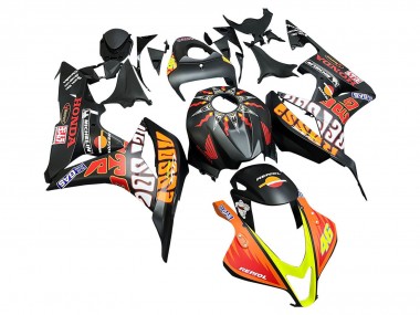 Cheap 2007-2008 Honda CBR600RR Motorcycle Fairings - Matte Black Orange Red Rossi Repsol 46