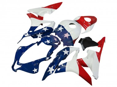 Cheap 2007-2008 Honda CBR600RR Motorcycle Fairings - White Blue Red Star