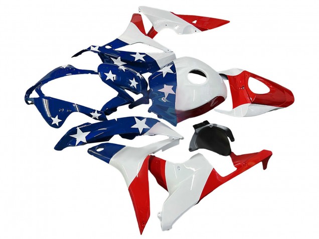 2007-2008 Honda CBR600RR Motorcycle Fairings - White Blue Red Star