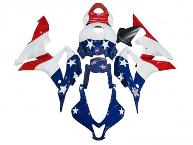 Cheap 2007-2008 Honda CBR600RR Motorcycle Fairings - White Blue Red Star