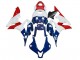 2007-2008 Honda CBR600RR Motorcycle Fairings - White Blue Red Star
