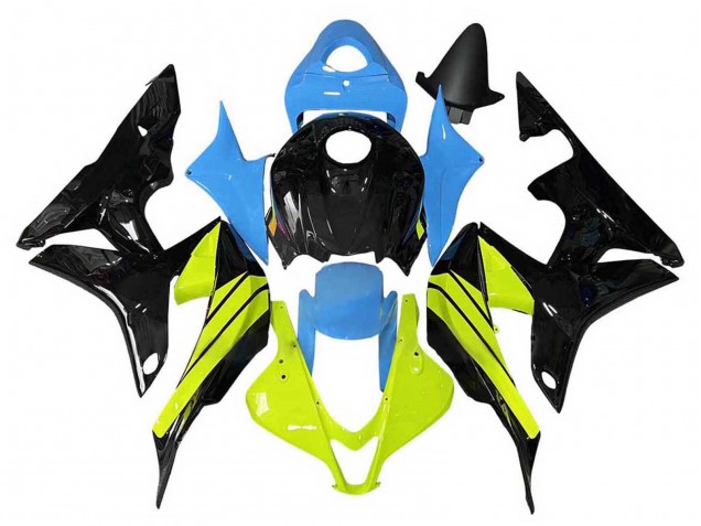 2007-2008 Honda CBR600RR Motorcycle Fairings - Blue Yellow Glossy Black