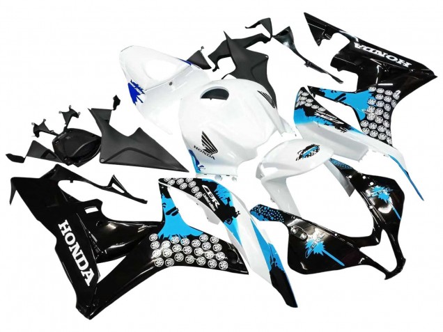 2007-2008 Honda CBR600RR Motorcycle Fairings - White Light Blue Glossy Black