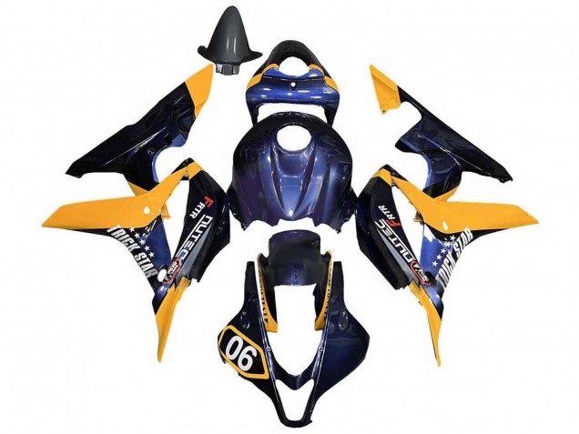 2007-2008 Honda CBR600RR Motorcycle Fairings - Orange Dark Blue Trick Star 06