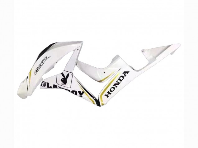 2007-2008 Honda CBR600RR Motorcycle Fairing - White Gold Glossy Black Playboy