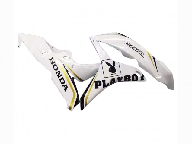 2007-2008 Honda CBR600RR Motorcycle Fairing - White Gold Glossy Black Playboy