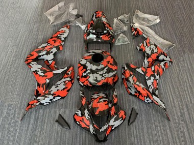 Cheap 2007-2008 Honda CBR600RR Motorcycle Fairings - Red Grey Camouflage