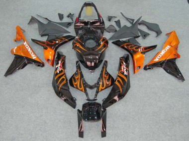 Cheap 2007-2008 Honda CBR600RR Motorcycle Fairings - Glossy Black Orange Flame