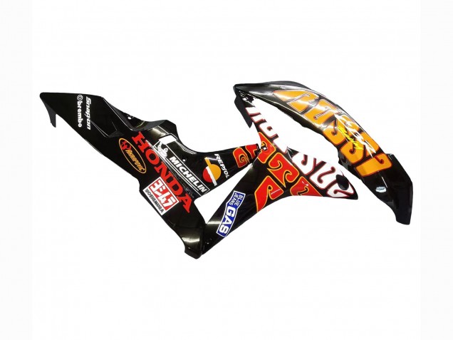 2007-2008 Honda CBR600RR Motorcycle Fairings - Yellow Orange Glossy Black Rossi Repsol