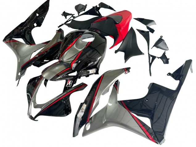 2007-2008 Honda CBR600RR Motorcycle Fairings - Silver Red Glossy Black