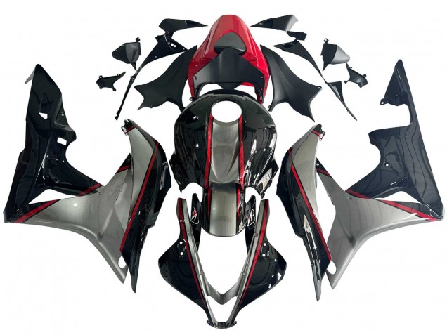 2007-2008 Honda CBR600RR Motorcycle Fairings - Silver Red Glossy Black