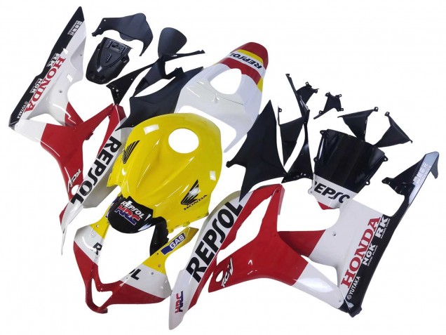 2007-2008 Honda CBR600RR Motorcycle Fairings - White Yellow Red Repsol HRC