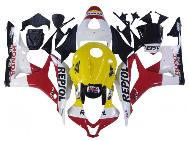 2007-2008 Honda CBR600RR Motorcycle Fairings - White Yellow Red Repsol HRC