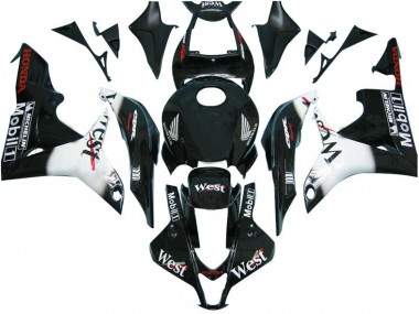 Cheap 2007-2008 Honda CBR600RR Motorcycle Fairings - Glossy Black White West