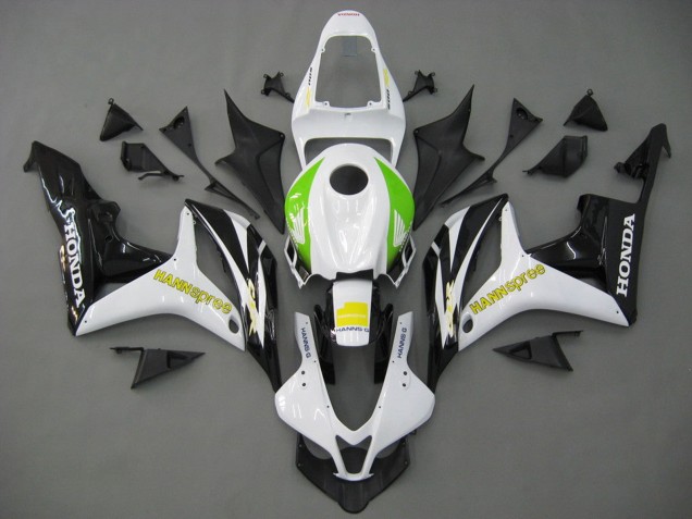 2007-2008 Honda CBR600RR Motorcycle Fairings - White Green Yellow Glossy Black Hannspree
