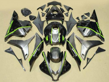 Cheap 2009-2012 Honda CBR600RR Motorcycle Fairings - Silver Glossy Black with Fluorescent Green Lines